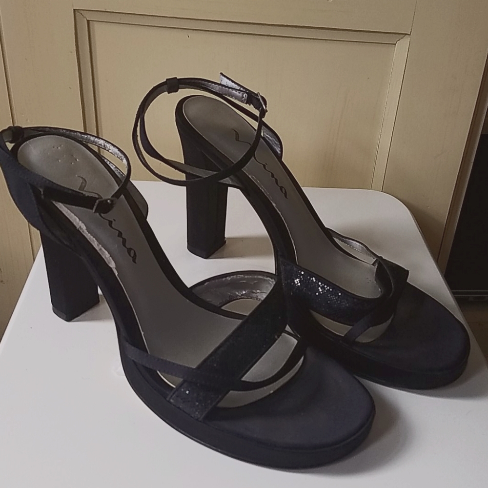 Black strappy heels